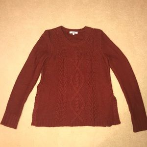 Side slit burgundy sweater